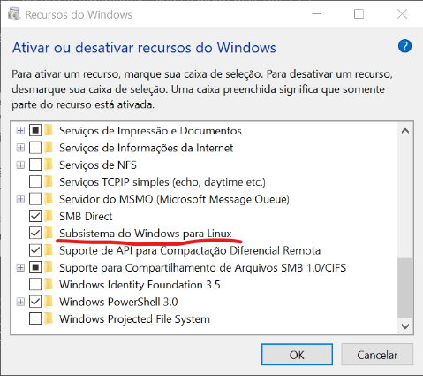 Ativando o WSL